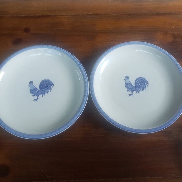 Folkcraft stoneware morning farm Tienshan rooster plates. - Picture 1 of 11